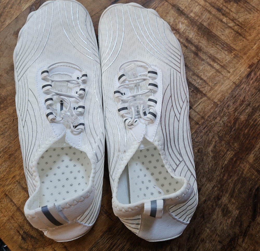 Peak Footwear Women's White Slip-On Barefoot Sneakers with Elastic Lacing